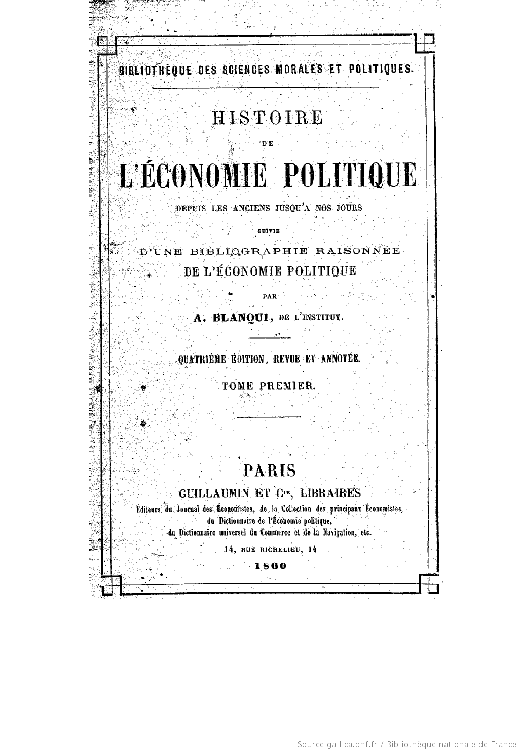 Blanqui: Histoire de l'économie politique