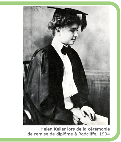 Helen Keller lors de la cérémonie de remine de diplôme à Radcliffe, 1904